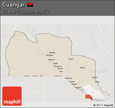 Shaded Relief 3D Map of Cuangar, lighten, semi-desaturated
