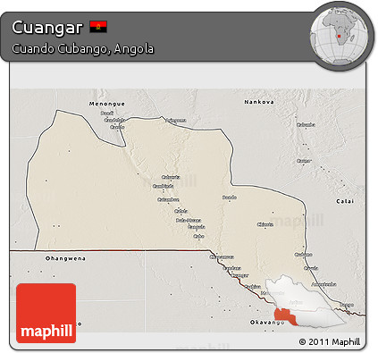 Shaded Relief 3D Map of Cuangar, semi-desaturated