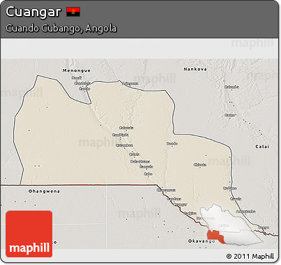 Shaded Relief 3D Map of Cuangar, semi-desaturated