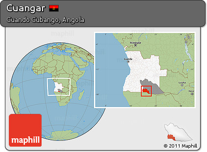Savanna Style Location Map of Cuangar, highlighted country, highlighted parent region, within the entire country