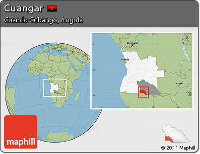 Savanna Style Location Map of Cuangar, highlighted country, highlighted parent region, within the entire country