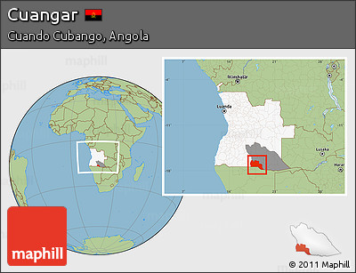Savanna Style Location Map of Cuangar, highlighted country, highlighted parent region, within the entire country
