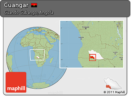 Savanna Style Location Map of Cuangar, highlighted parent region, within the entire country