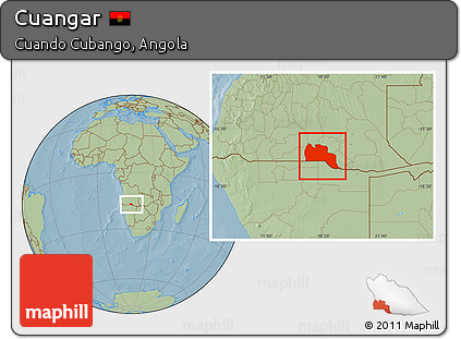Savanna Style Location Map of Cuangar, hill shading