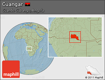 Savanna Style Location Map of Cuangar, hill shading