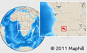 Shaded Relief Location Map of Cuangar, within the entire country