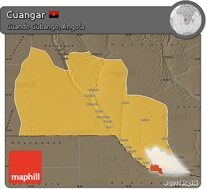 Physical Map of Cuangar, darken, semi-desaturated