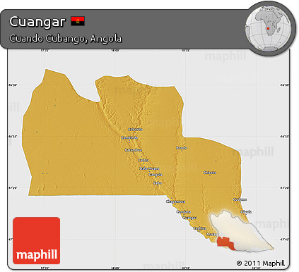 Physical Map of Cuangar, single color outside