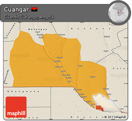 Political Map of Cuangar, shaded relief outside