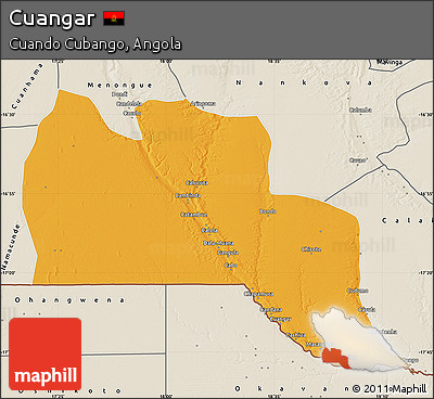Political Map of Cuangar, shaded relief outside
