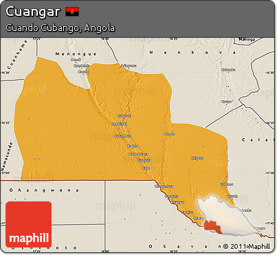 Political Map of Cuangar, shaded relief outside
