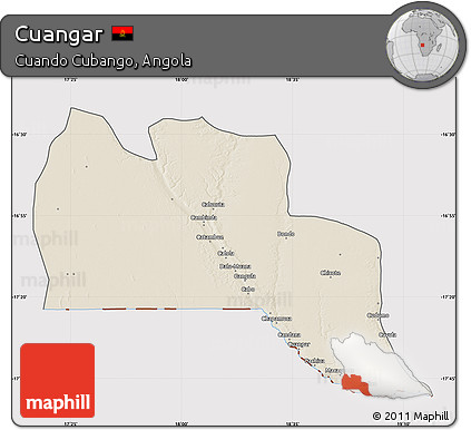 Shaded Relief Map of Cuangar, cropped outside