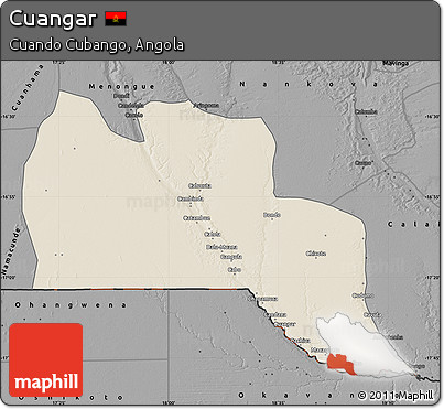 Shaded Relief Map of Cuangar, darken, desaturated