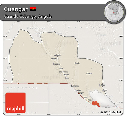 Shaded Relief Map of Cuangar, lighten