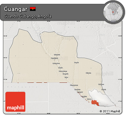 Shaded Relief Map of Cuangar, lighten, semi-desaturated