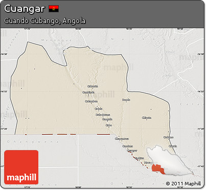 Shaded Relief Map of Cuangar, lighten, semi-desaturated