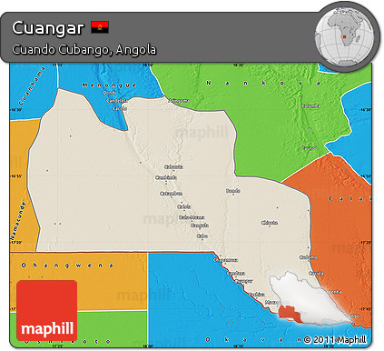 Shaded Relief Map of Cuangar, political outside