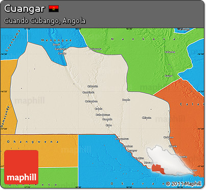 Shaded Relief Map of Cuangar, political outside