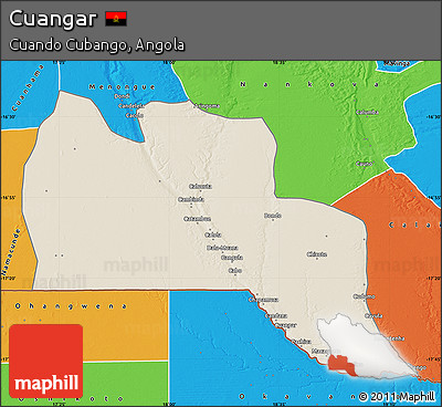 Shaded Relief Map of Cuangar, political outside