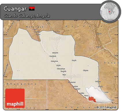 Shaded Relief Map of Cuangar, satellite outside