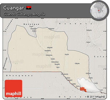 Shaded Relief Map of Cuangar, semi-desaturated