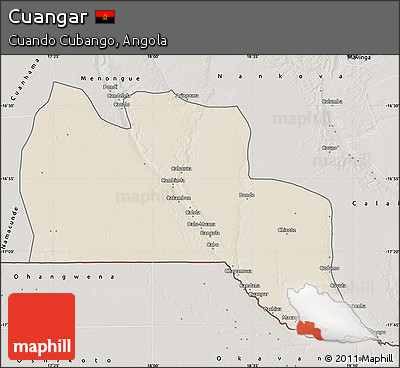 Shaded Relief Map of Cuangar, semi-desaturated