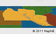 Political Panoramic Map of Cuangar, darken