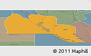 Political Panoramic Map of Cuangar, semi-desaturated