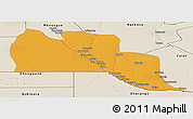 Political Panoramic Map of Cuangar, shaded relief outside