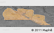 Satellite Panoramic Map of Cuangar, darken, desaturated
