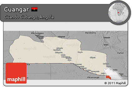 Shaded Relief Panoramic Map of Cuangar, darken, desaturated