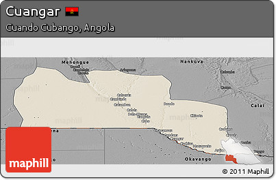 Shaded Relief Panoramic Map of Cuangar, darken, desaturated