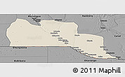 Shaded Relief Panoramic Map of Cuangar, darken, desaturated