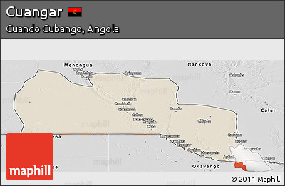 Shaded Relief Panoramic Map of Cuangar, desaturated