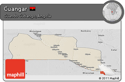 Shaded Relief Panoramic Map of Cuangar, desaturated