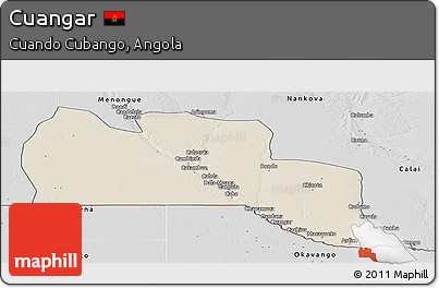Shaded Relief Panoramic Map of Cuangar, desaturated