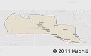 Shaded Relief Panoramic Map of Cuangar, lighten, desaturated