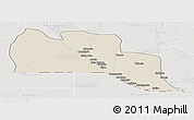 Shaded Relief Panoramic Map of Cuangar, lighten, semi-desaturated