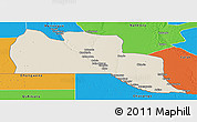 Shaded Relief Panoramic Map of Cuangar, political outside