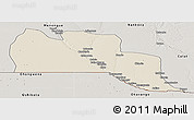 Shaded Relief Panoramic Map of Cuangar, semi-desaturated