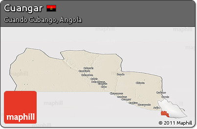 Shaded Relief Panoramic Map of Cuangar, single color outside