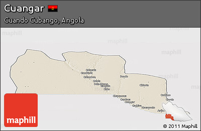 Shaded Relief Panoramic Map of Cuangar, single color outside