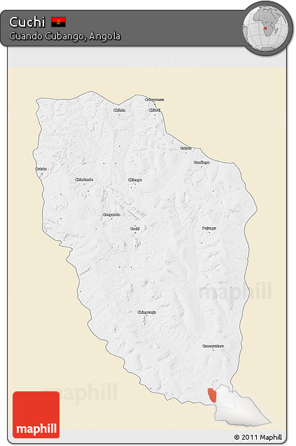 Classic Style 3D Map of Cuchi, single color outside