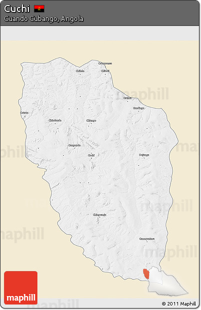 Classic Style 3D Map of Cuchi, single color outside