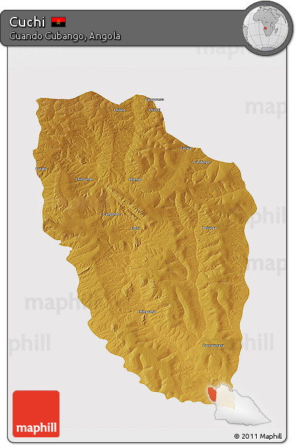Physical 3D Map of Cuchi, cropped outside