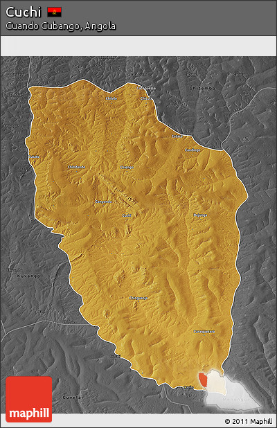 Physical 3D Map of Cuchi, darken, desaturated