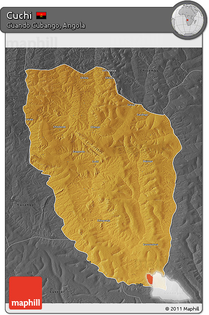 Physical 3D Map of Cuchi, darken, desaturated