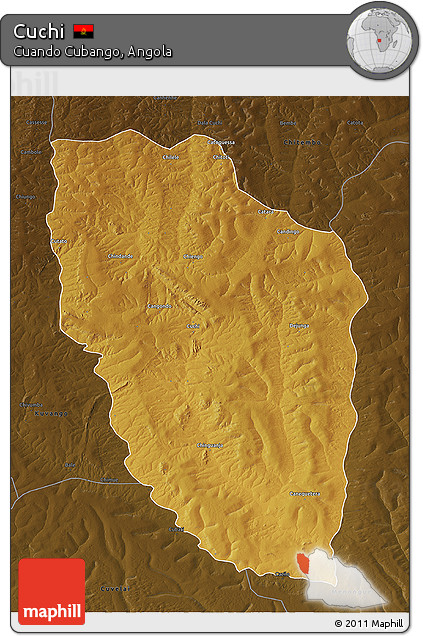 Physical 3D Map of Cuchi, darken