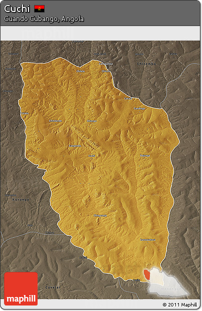 Physical 3D Map of Cuchi, darken, semi-desaturated