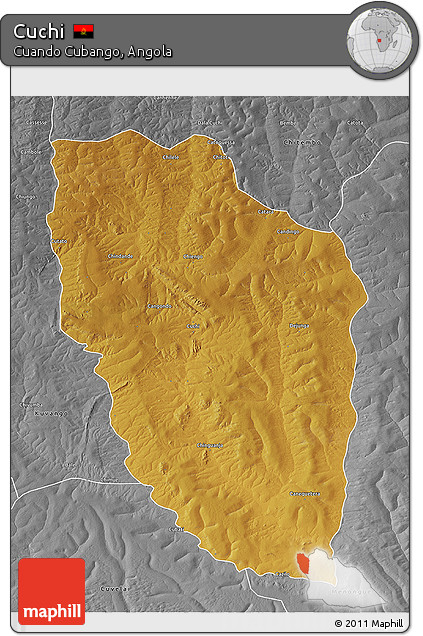 Physical 3D Map of Cuchi, desaturated
